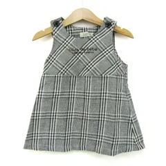 べべ ワンピース ジャンパースカート コットン100% ブランド トップス 白 キッズ 女の子用 90サイズ ホワイト×ネイビー BeBe 【中古】