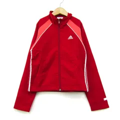 アディダス ジャージ トラックジャケット スポーツウエア アウター 赤 キッズ 女の子用 140サイズ レッド adidas 【中古】