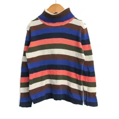 ミキハウス セーター トップス 長袖 タートルネック ボーダー柄 リブニット キッズ 女の子用 120サイズ 紺×白×ピンク MIKIHOUSE 【中古】