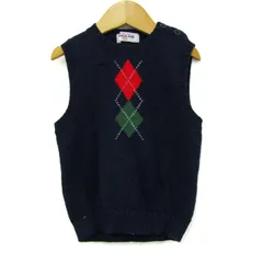 ファミリア ニットベスト ジャケット アウター アーガイル柄 キッズ 男の子用 110サイズ ネイビー Familiar 【中古】