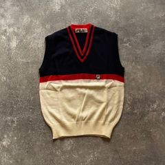 80年代 80s FILA フィラ Vネック ニットベスト イタリア製