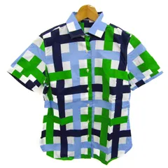 ナラカミーチェ 半袖シャツ トップス チェック柄 クリーニング済み レディース Oサイズ 水色×緑×紺 NARACAMICIE 【中古】