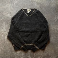 90年代 90s Eddie Bauer エディーバウアー 白タグ Vネック ウール ニット セーター グレー USA製 アメリカ製