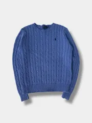 ポロ ラルフローレン 新モデル ライトブルー コットン ケーブル編み ニット