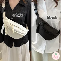 ☆ ボディバッグ ウエストポーチ レディース メンズ 軽量 コンパクト 斜めがけ ワンショルダー シンプル カジュアル 白 黒 ホワイト ブラック 普段使い 旅行 お出かけ