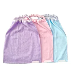 肌に優しい国産綿タオル製おりこうタオルエプロン 薄手ショートパイル パープルMIX3枚セット