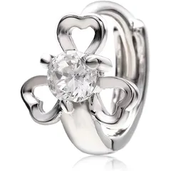 【新品】 ピアス レディース リング CZダイヤ お洒落 片耳用 フープピアス 星 スター クローバー 人気モチーフ (クローバー) 0