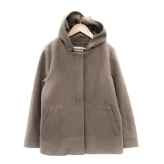 グローバルワーク GLOBAL WORK ノーカラーコート ショート丈 2WAY フード付き M ベージュ /SM14