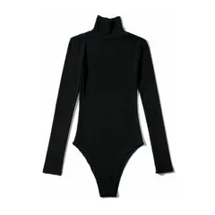 オールインワン Tシャツ 未使用 無地 つなぎ レディース リブニット ボディブリファー インナー タートルネック 冬 レオタード 重ね着 肌着 長袖 カットソー タイト スリム 細身 伸縮性 ストレッチ yunban149