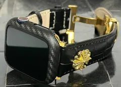 マットカーボンg★アップルウォッチ バンド レザーベルト 本革 クロコダイル Apple Watch 保護カバー リアルカーボンファイバー ケース 44mm 45mm 46mm 49mm ultra ウルトラ メンズ レディース