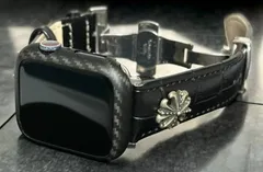 マットカーボンs★アップルウォッチ バンド レザーベルト 本革 クロコダイル Apple Watch 保護カバー リアルカーボンファイバー ケース 44mm 45mm 46mm 49mm ultra ウルトラ メンズ レディース