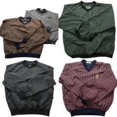 古着卸 まとめ売り 柄 プルオーバー ジャケット 5枚セット (メンズ S /M ) チェック Vネック ワンポイント 中古 古着 NB1140