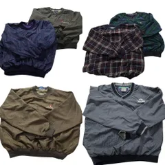 古着卸 まとめ売り 柄 プルオーバー ジャケット 6枚セット (メンズ L ) ワンポイント 企業 チェック 中古 古着 NB1138