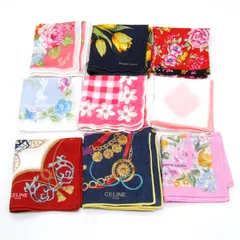 セリーヌ/プライベートレーベル他 ハンカチ 9点セット 花柄など ブランド まとめて 大量 レディース 【中古】