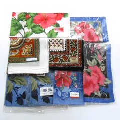 Pontelambro/INDIA他 ハンカチ 8点セット 未使用 ハイビスカス柄など まとめて 大量 レディース