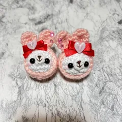 あみぐるみヘアゴム　ハンドメイド うさちゃん　ピンク