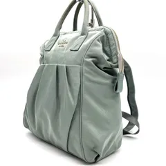 【良品】 LANVIN ランバン ハンドバッグ  トートバッグ ショルダーバッグ  リュック バックパック 2way グリーン 緑色 ナイロン レザー 革 ユニセックス 男女兼用 メンズ レディース