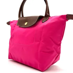 【良品】 LONGCHANP ロンシャン ハンドバッグ  トートバッグ プリアージュ S ナイロン レザー 革 ピンク 桃色 ブラウン 茶色 ユニセックス 男女兼用 メンズ レディース