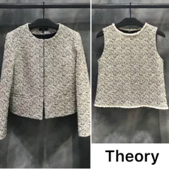 Theory 定価7.2万 ツイードノーカラージャケット ノースリーブ セット