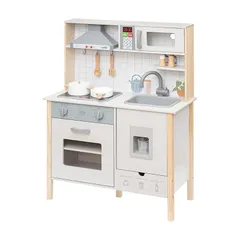 【在庫セール】RiZKiZ ままごと おままごと キッチン セット 子供 おもちゃ 木製 製氷機付き 調理器具6点付き 光る 音が鳴る 選べる食材 ごっこ遊び 料理 台所 知育玩具 収納 誕生日 プレゼント [キッチン単品] 0