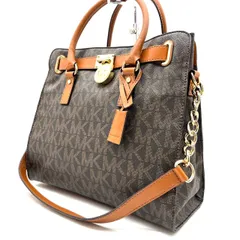 ✨良品✨ Michael Kors マイケルコース ハンドバッグ  トートバッグ ショルダーバッグ  2way pvc レザー 革 ブラウン ライトブラウン 茶色 MK柄 PVC レザー 革 ユニセックス 男女兼用 メンズ レディース A4収納可能