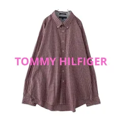 TOMMY HILFIGER　デザインシャツ　刺繍ロゴ　チェック　オーバーサイズ