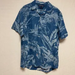 82 トミーヒルフィガー メンズ リネン 半袖 シャツ L