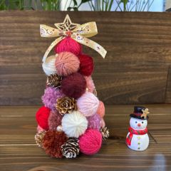 ⭐️21日迄の販売‼️⭐️【ハンドメイド】🎄クリスマスツリー🎄【毛糸玉・ボンボン・木の実】 M size ⑧