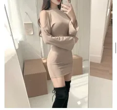 オープンショルダー オフショルダー ミニワンピース