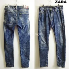 ZARA MAN　スキニーデニム　W83cm　強 ストレッチ　ウォッシュ加工　中濃青　メンズ　モロッコ製　Sz.32　ザラ