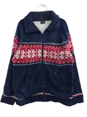 JPN コーデュロイ 雪の結晶 ジップアップニット 1559