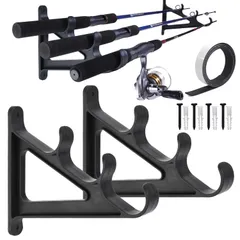 【公式】ESFUERZO(エスフエルソ) ロッドスタンド 壁掛け ロッドホルダー 釣り竿立て ロッドラック 室内 横置き クッションテープ付き (1セット)