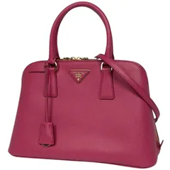プラダ PRADA ロゴプレート ハンドバッグ 2WAY ショルダーバッグ プロムナード ハンドバッグ サフィアーノレザー ピンク BL0837 レディース 【中古】