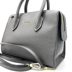 ?良品? FURLA フルラ テッサ ハンドバッグ トートバッグ ショルダーバッグ 2way グレー 灰色 レザー 革 ユニセックス 男女兼用 メンズ レディース