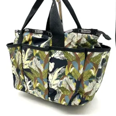 ✨良品✨ Lesportsac レスポートサック トートバッグ ハンドバッグ 総柄 ナイロン グリーン 緑色 総柄 ユニセックス 男女兼用 メンズ レディース