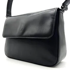 【良品】 agnes b Y2K  flap black leather simple shoulder bag unisex アニエスベー ショルダーバッグのサムネイル