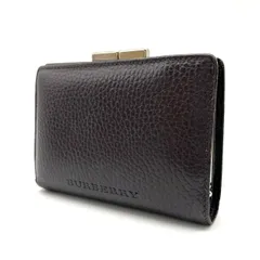 【良品】 BURBBERY 二つ折り財布 コンパクトウォレット がま口 ノバチェック キャンバス レザー 革 ブラウン 茶色 ベージュユニセックス 男女兼用 メンズ レディース