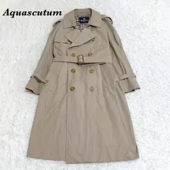 【美品】Aquascutum ダブルトレンチコート 裏地ギンガムチェックベージュ