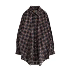 Aquascutum　デザインシャツ　総柄　幾何学　Made in Japan