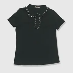 AVENIRETOILE アベニールエトワール ポロシャツ 半袖 丸襟 フリル襟 ドット柄