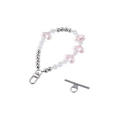 エレコム ハンドストラップビーズ ピンクのハートモチーフが愛らしさを引き立てる P-STHBEHPN
