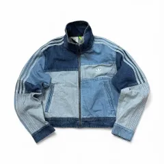 アディダス デニム パッチワーク トラックジャージ