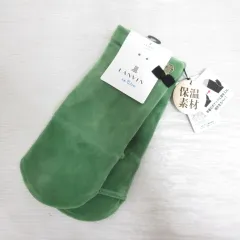 ランバンオンブルー LANVIN en Bleu 2way ミトン 手袋 グローブ リボン ロゴ 21-22cm 緑 グリーン タグ付きのサムネイル