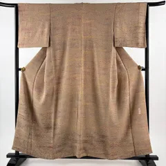 【美品】 付下げ 身丈157cm 裄丈63cm S 袷 陶彩染 幾何学模様 薄茶色 正絹 秀品 【中古】