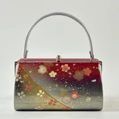 【美品】 和装バッグ 優品 フォーマル 桜 波 金銀彩 赤 エナメル 和装小物  【中古】