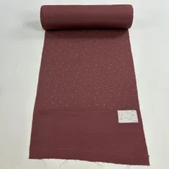 反物 秀品 小紋 唐草 縮緬 小豆色 正絹 【中古】