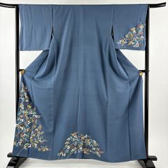 美品】 小紋 身丈158cm 裄丈63.5cm S 袷 流水 幾何学模様 総絞り 黒