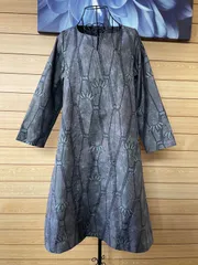 着物リメイク　大島紬　スリットネック　ワンピース