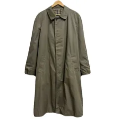イギリス製  Aquascutum アクアスキュータム トレンチコート ステンカラーコート 裏地チェック柄 フロントボタン カーキ No.L574