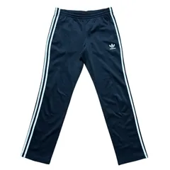 古着 adidas アディダス トラックパンツ 刺繍 トレフォイルロゴ ブラック×ホワイトライン XLサイズ 2510-396